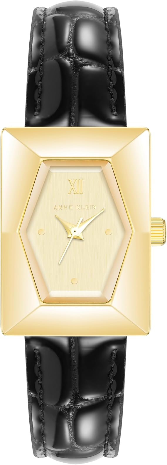 Anne Klein Women's Shiny Croco-Grain Leather Strap Watch