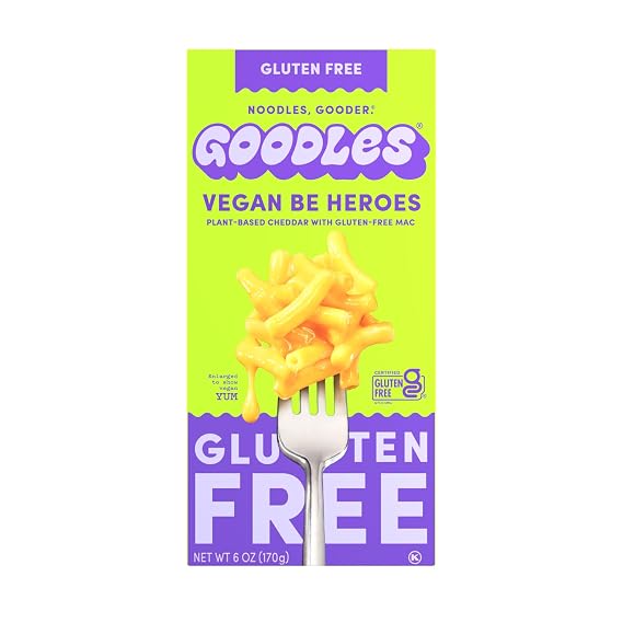 GOODLES Gluten Free Vegan Be Heroes Mac and Cheese 1-pack, 6oz, 11g Protein