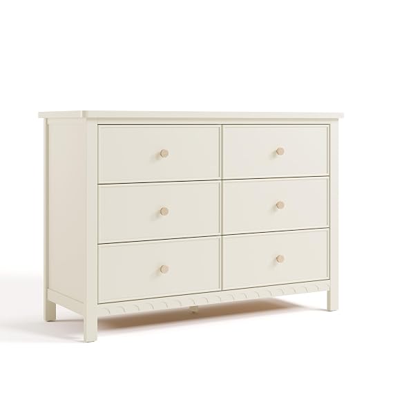 Graco Sasha 6 Drawer Dresser (Frosted Oat) GREENGUARD Gold Certified, Wood Storage for Nursery or Kids Room, Safe Interlocking Drawer System & Easy Assembly with Pre-Installed Tracks