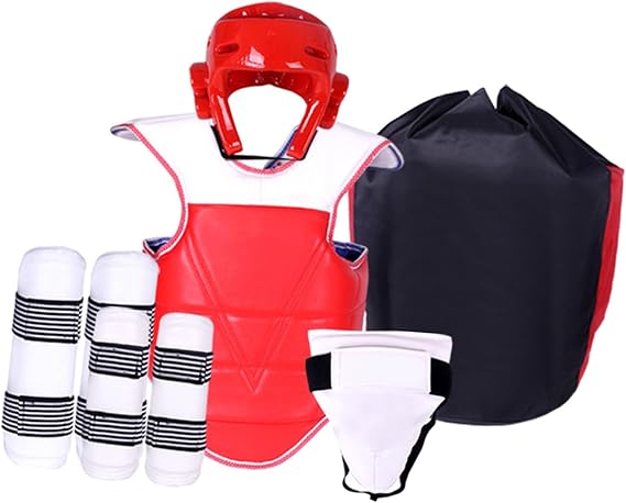 Perfeclan 5Pcs Taekwondo Protective Gear Padded Taekwondo Chest Pad Professional Karate Sparring Gear for Sanda Sparring Training