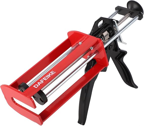 400 ml Epoxy Gun Dual Component Caulking Gun Manual Double Cartridge Caulk Gun Panel Bond Adhesive Applicator for 13.5 fl oz Mix Ratio 1:1 and 2:1, Red