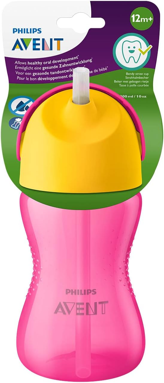 Philips Avent SCF79802 Desenli Pipetli Bardak 300 ml, Pembe