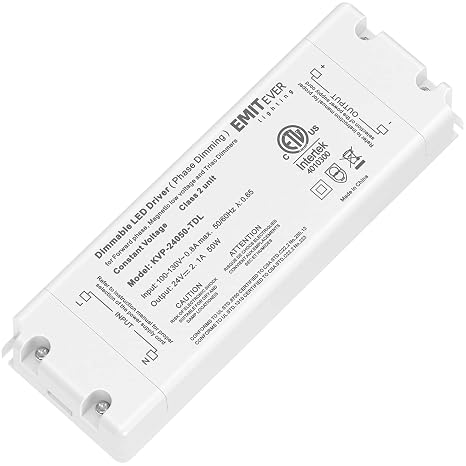 EMITEVER 50W 24V Triac Dimmable LED Driver, AC 120V to DC Power Supply | Compatible with Lutron and Leviton Dimmers, Transformer for LED Lighting, Class 2, ETL Certified
