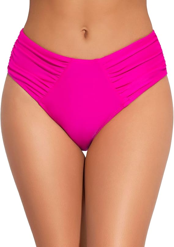 Tournesol Women's Bikini Bottoms Mid Waisted Ruched Swim Suit Bottoms