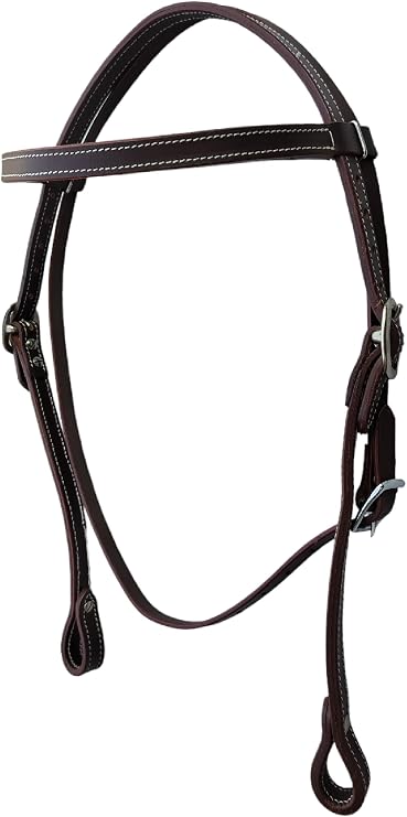 Double Stitched Latigo Leather Browband Western Horse Headstall