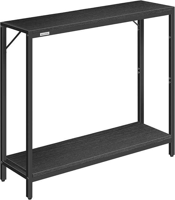 MAHANCRIS 30" Narrow Console Table, 2-Tier Small Entryway Table with Shelf, Thin Sofa Table with Shelves, Behind Couch Table for Living Room, Hallway, Foyer, Corridor, Office, Black CTHB27601