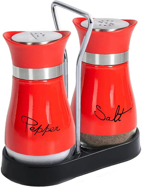 Set of 2 Salt and Pepper Shakers - Salt and Pepper Shakers Kitchen Accessories (Red)