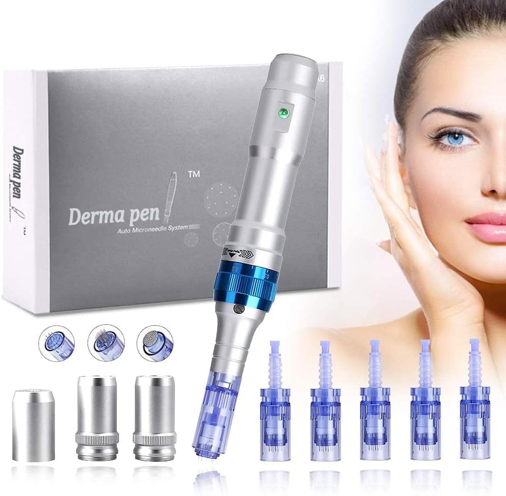 Dr.pen A6 Ultima Mysweety Electric Derma Roller Pen Stamp System, for Wrinkles Stretch Marks Acne Scar Hair Loss Treatment, Dr Pen with 2pcs 12 Pins Micro Needles