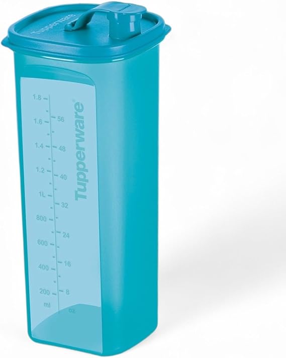 Tupperware Slim Line Square 2 Qt Pitcher Aqua Blue