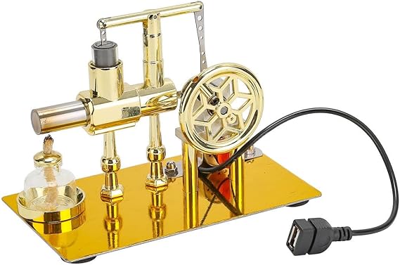 Stirling Engine Kit, 2025 Balance Single-Cylinder Hot Air Stirling Engine Model with USB Light, Desktop Display Physics Science Experiment for Youth Adult