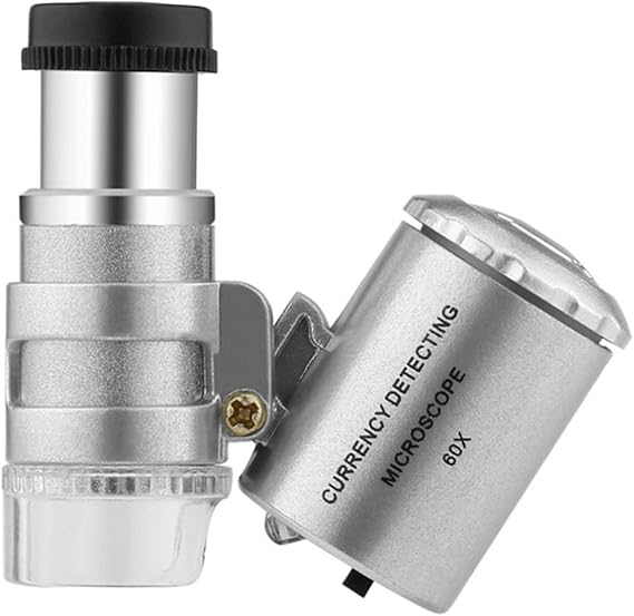 Digital Microscope 60X Magnification Pocket Microscope Portable Microscope UV Lighted Pocket Handheld Microscopes Gift Digital Microscope