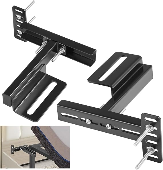 Colinktool Headboard Brackets for Adjustable Bed, Universal, Black, Steel, Wall Mount, 2 Count