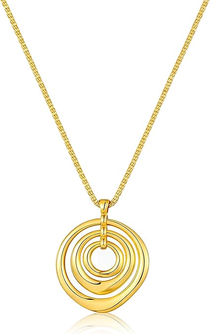 Gold Chunky Necklace for Women, Long Spiral Pendant Chain Jewellery