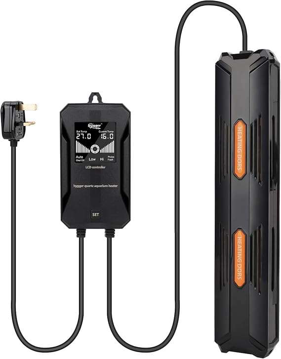 hygger Aquarium Heater, 200W Fish Tank Heater with Intelligent LCD Digital Display Thermostat Controller, for 150-230L Freshwater Saltwater Tank
