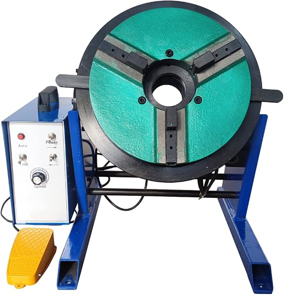 TECHTONGDA Electric Welding Positioner Timing Rotary Welding Positioning Machine 220lb with 300mm Turntable Chuck and Foot Switch