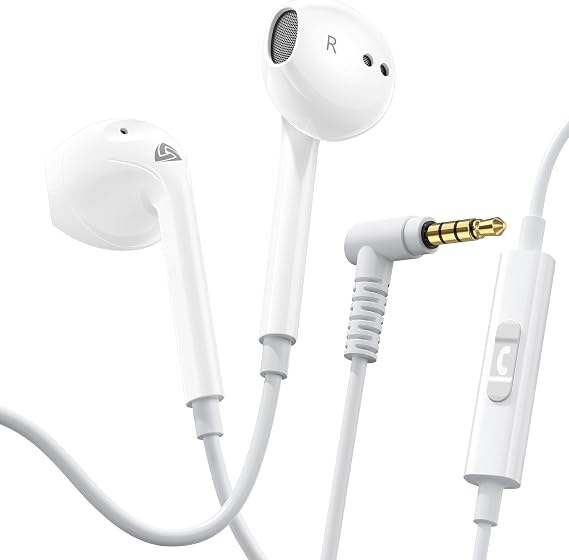 LUDOS Zenith Wired Earbuds in-Ear Headphones, Earphones with Microphone, Corded for 3.5mm Jack Ear Buds for iPhone, Samsung, Computer, Laptop, Kids, School Students, Women, Small Ear