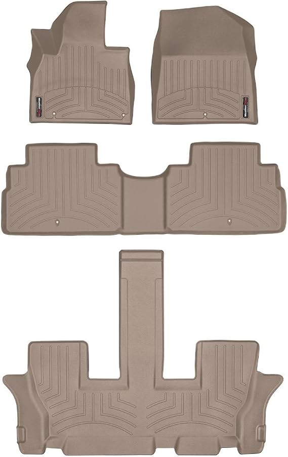 WeatherTech Custom Fit FloorLiners for Kia Telluride - Full Set (451532-1-2-3), Tan