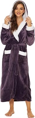 ccko Plush Robes For Women, Fleece Fuzzy Womens Robe,Soft Warm Womens Bathrobe with Hood for Bath Spa Shower House