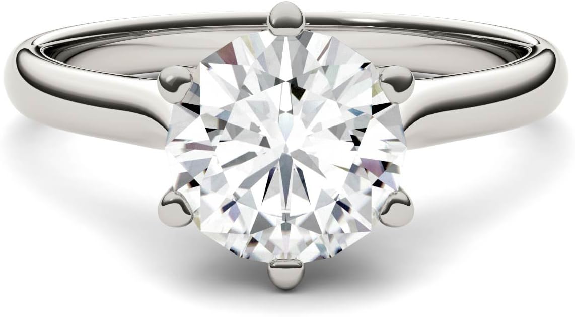 Charles & Colvard Forever One Round 7.5mm Moissanite Engagement Ring, 1.50ct DEW D-E-F