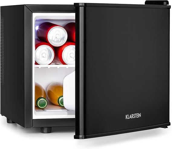 Klarstein Secret Place Mini Bar Mini Fridge Mini Snacks And Beverages Refrigerator (17L, 26 Db Noiseless, Removable Plateau, Stepless Temperature Control) Black