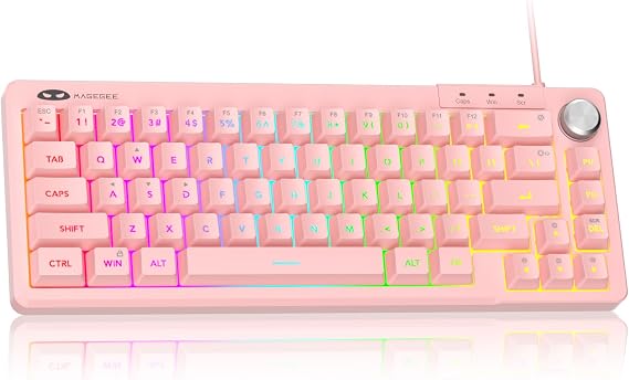 MageGee Mini 60% Gaming Keyboard RGB Backlit 66 Keys Ultra Compact Keyboard TS68 Ergonomic Waterproof Mechanical Feel Office Computer Keyboard for PC, MAC, PS4, Xbox ONE Gamers