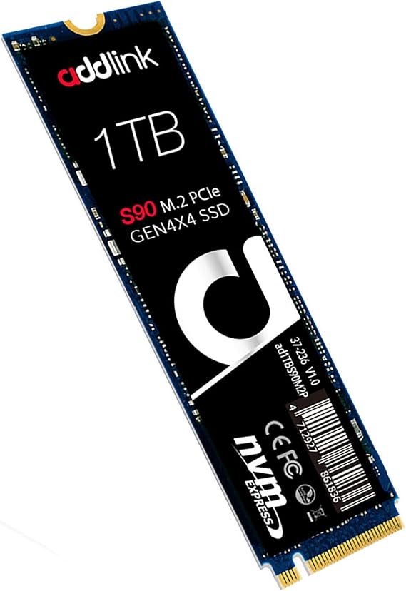 addlink S90 Lite Made in Taiwan 1TB PCIe Gen 4.0 x4 (5000MB/sec) NVMe M.2 2280 Internal SSD