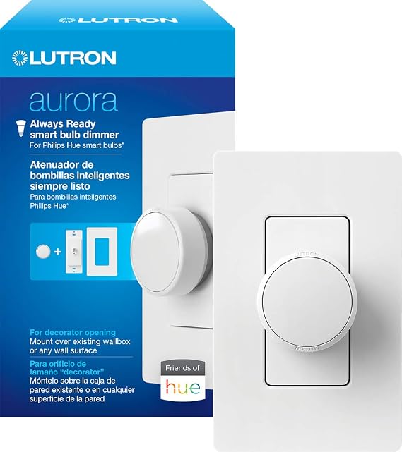 Lutron Aurora Smart Bulb Dimmer for Paddle Switches, Wallplate, Bracket