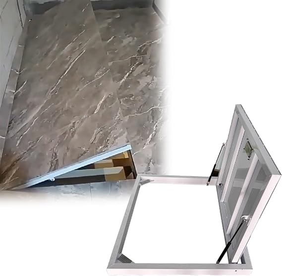 Interior Floor Access Hatch Basement Entry Door, Flush-Mounted Floor Access Panel Hatch for Home Renovation/Crawl Space, Removable Steel Inspection Hatch Cover(23inx23in)