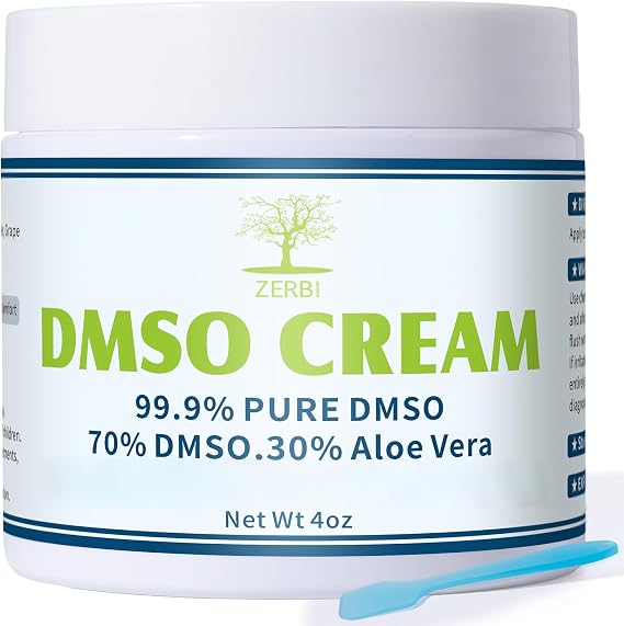 DMSO Cream, 99.9% Pure Pharmaceutical Grade, DMSO & Aloe Vera, Non-greasy Texture, 4 oz