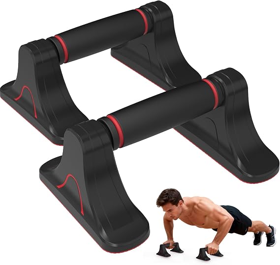 Push Up Bars, Non Slip Push Up Handles with Foam Grip for Home Gym | 400 LBS Weight Capacity; 8.5 MM Thick Foam Padding; Non-Slip Silicone Base; Lightweight & Portable