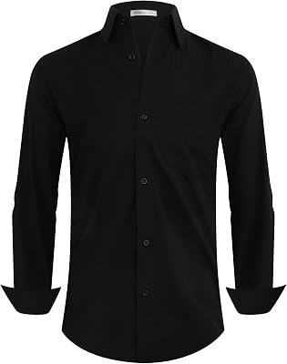 BOJIN Mens Dress Wrinkle-Free Floral Hawaiian Long Sleeve Flower Printed Casual Button Down Shirts with Pocket