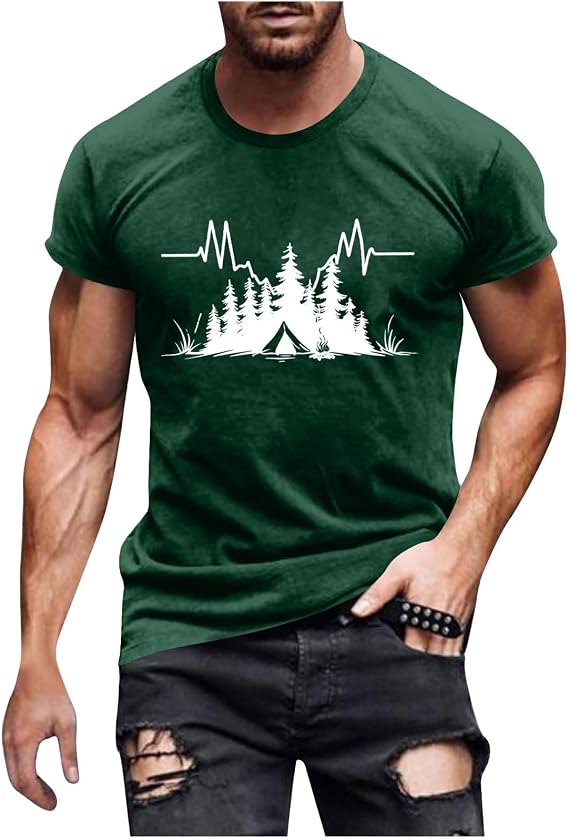 Mens Graphic Shirts Palm Tree Print Casual Summer Beachwear Tops
