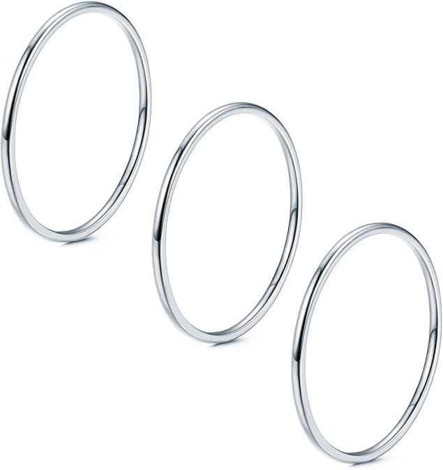 NOKMIT 1mm 14K Gold Filled Rings for Women Girls Thin Gold Ring Dainty Cute Stacking Stackable Thumb Pinky Band Non Tarnish Comfort Fit Size 4 to 11 1PC/2PCS/3PCS