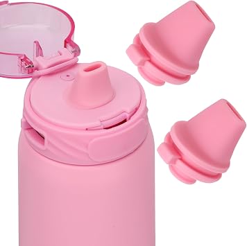 2pcs Bite Valve Replacement for Ello Cooper 32oz Stainless Steel Water Bottle, Water Bottle Mouthpiece Lid Tip, Silicone Free BPA Spout Compatible With Ello Cooper 18/22/40oz Accessories Parts Pink