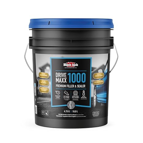 Black Jack Drive-Maxx 1000 Premium 10 Year Filler & Sealer, 5 Gallons, Fills Small Cracks, Fast Dry Technology, Stand Up to Heavy Vehicles, Driveway Sealer Asphalt