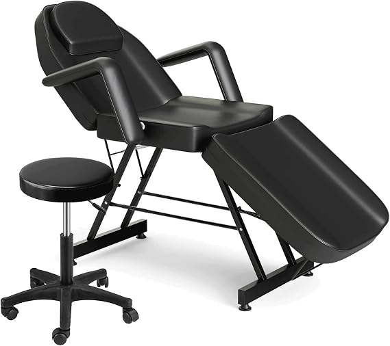 73" 3-Section Adjustable Spa Massage Table & Lash Bed with Hydraulic Stool