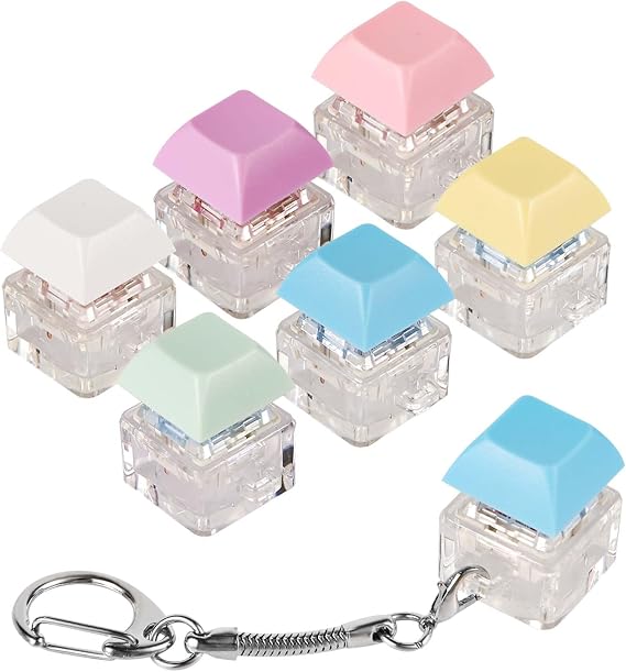 6pcs Keyboard Fidget Toy, Clicky & Silent Fidget Keyboard Keychain Multicolored Mechanical Keyboard Fidget Funny Button Fidget Toy Keyboard Fidget Clicker for Decompression Decoration
