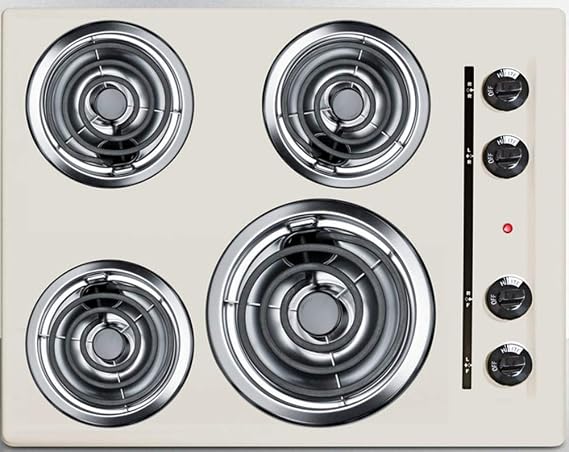 Summit 24" 4 Burner Electric Cooptop, Bisque - SEL03