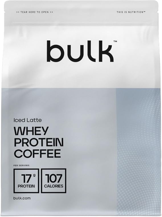 Bulk Whey Protein Coffee, Iced Latte Flavour, 500g, 16 Servings, 17g Protein per Serving, Real Coffee, High-Protein Shake for Muscle Support