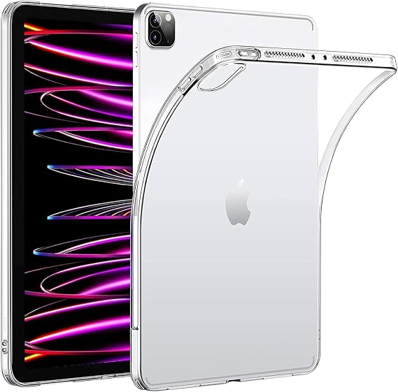 Jolita iPad Pro 6. Nesil 12.9 inç 2022 Uyumlu Şeffaf Silikon Tablet Kılıfı Kapak Renksiz M2 12.9 inç
