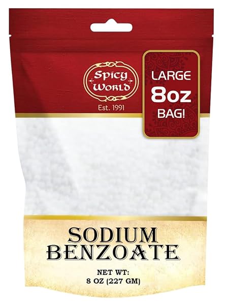 Spicy World Sodium Benzoate 8 Oz - 99% USP/FCC Grade, Additive and Preservative