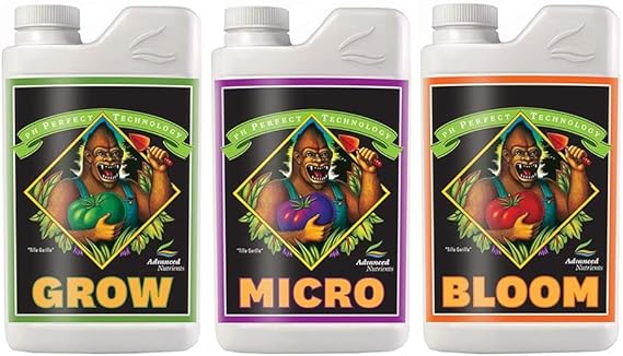 Advanced Nutrients pH Perfect Grow, Micro, Bloom 4L, 3-Part Base Nutrient, 4 Liters Each