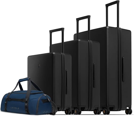 LEVEL8 Luminous Luggage Sets 3 Piece with Water Resistant Travel Duffle Bag, (20/24/28)
