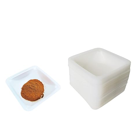 Large 5.5" Square Polystyrene Weigh Boats, Weighing Dishes, Weighing Boats with Easy-Pour Spout, Anti-Static Disposable Tray, 330ml (80 pcs)