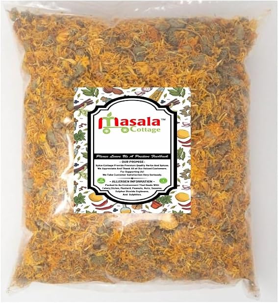 Marigold Flowers Dried Calendula Tea Infusion Premium Quality by Masala Cottage® 25g-1.9kg (90, Grams)