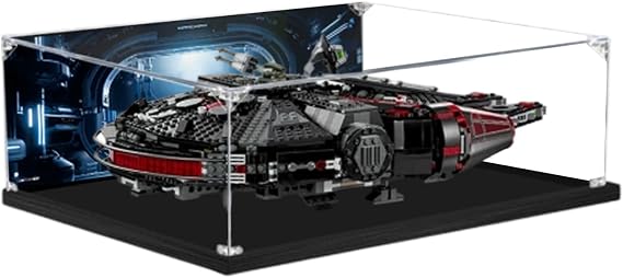 Acrylic Display Case for Lego 75389 Dark Millennium Falcon Building Set, Dustproof Transparent Box - Only Display Case, Display Box Compatible with Lego 75389 (Back Spray A)
