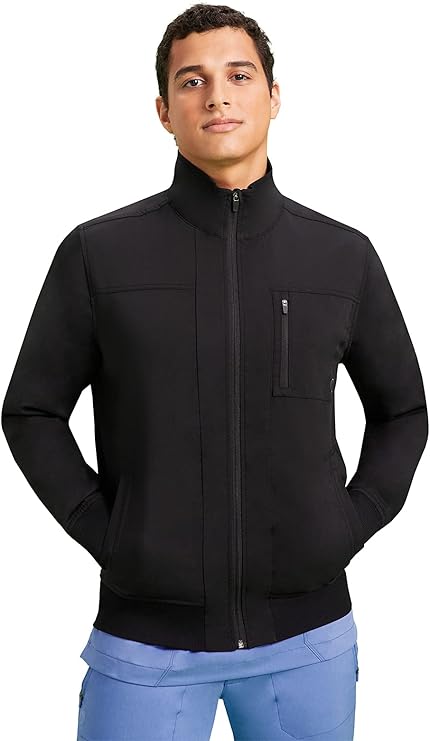 Healing Hands Purple Label Scrub Jacket for Men Bomber Style 6 Pockets | Breathable, 2-way Stretch Fabric, Lasting Comfort, Pockets with D-ring, Rib-knit Cuffs and Waistband, Machine Wash