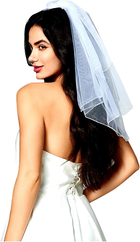 JEWSUN Short 2 Tier wedding Bridal Veil Bachelorette Party Veil Bridal Shower Engagement