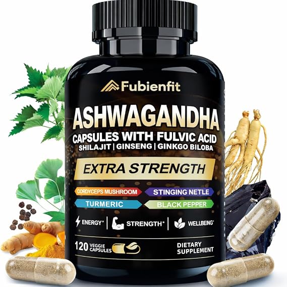 Ashwagandha Supplements,Premium Himalayan Shilajit Capsules for Men,120Ct | Capsule Formula with Ginseng & Fulvic Acid