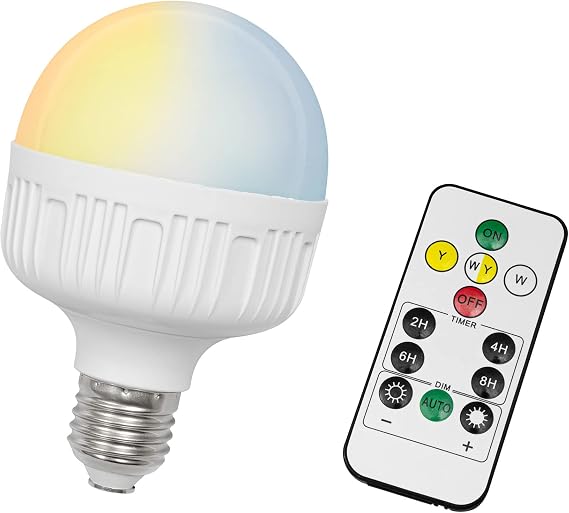 Rechargeable Smart LED Bulbs Dimmable with Remote